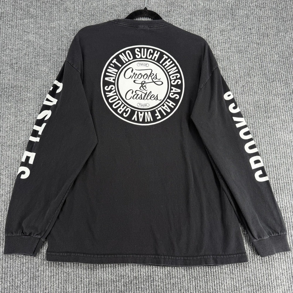 Crooks‎ & Castles Long Sleeve Graphic Shirt Mens XL Black Streetwear Logo